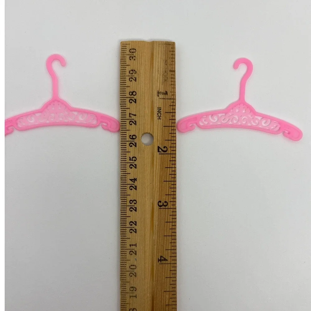 Vintage Barbie Pink Doll Clothes Hangers Lot of‎ 2 Miniature Toy Hangers